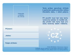 Vzor parkovacího průkazu ZTP/P strana B
